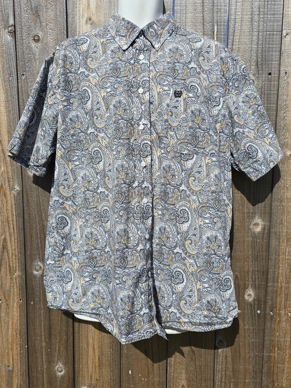 Cinch Shirt Mens Large Paisley Button Down Short Sleeve Stretch Western